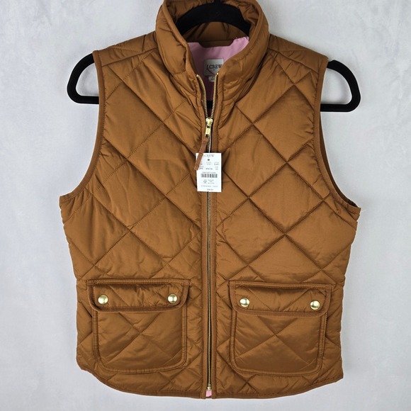 J.Crew Jackets & Blazers - J.Crew Excursion Puffer Quilted Vest NEW XS Brown Pink Lining XS Women's Recycle